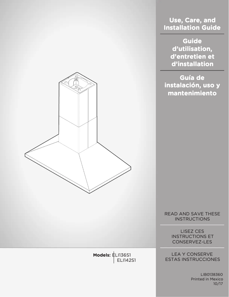 Page 1 de la notice Manuel utilisateur Elica Leone PRF0137941A