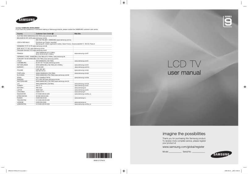 Page n°1 - Manuel utilisateur Samsung LE55A956D1M