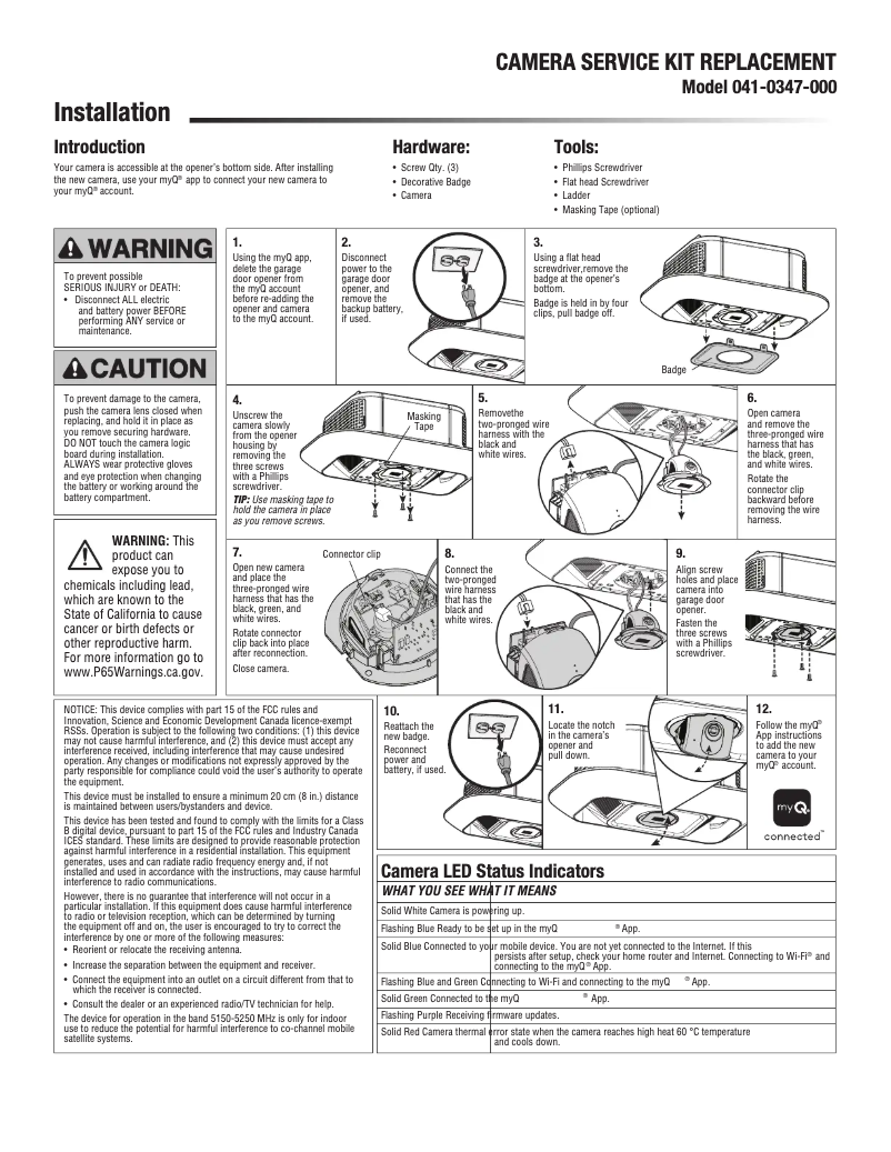 Page 1 de la notice Manuel utilisateur Chamberlain 041-0347-000