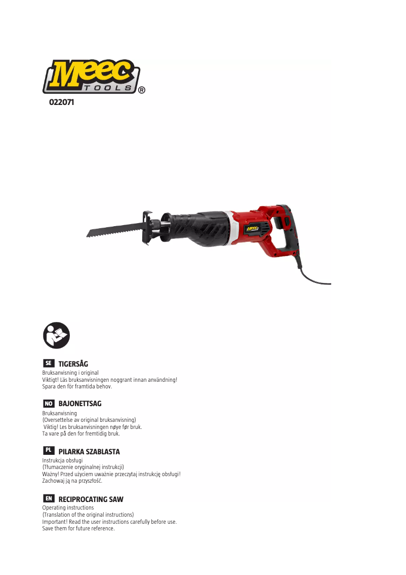 Page n°1 - Manuel utilisateur Meec Tools 022-071