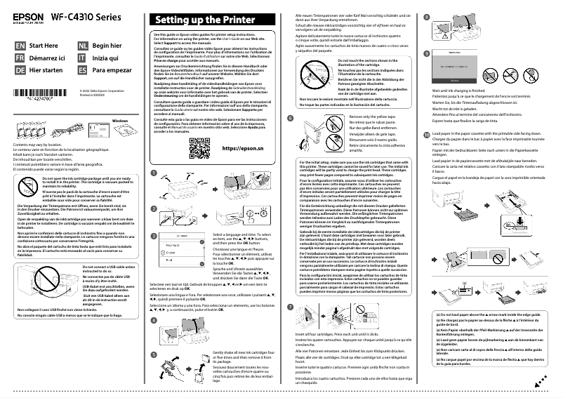 Page n°1 - Guide d'installation Epson WorkForce Pro WF-C4310DW