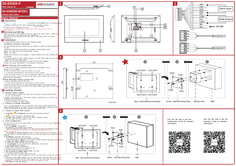Page 1 de la notice Guide de démarrage rapide Hikvision DS-KIS303-P