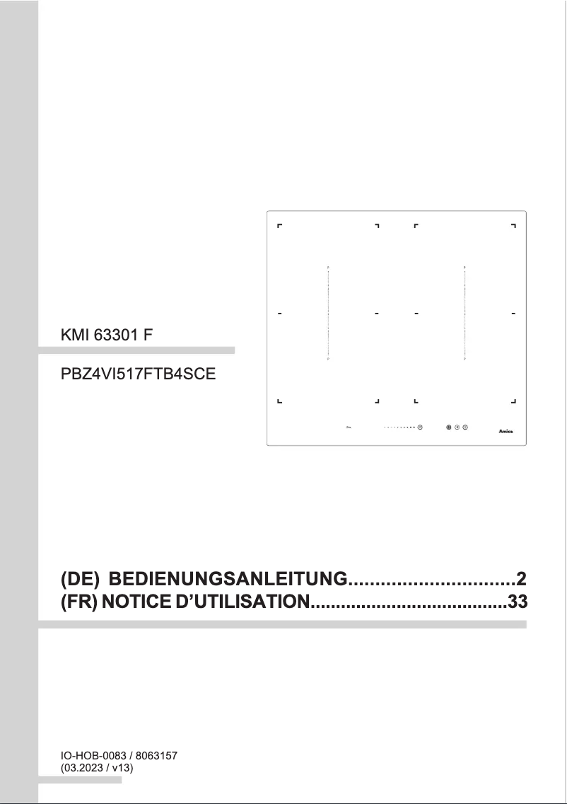 Page n°1 - Manuel utilisateur Amica KMI 63301 F