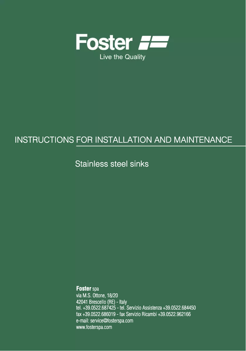 Page n°1 - Manuel utilisateur Foster Quadra 98.1,5V.FT