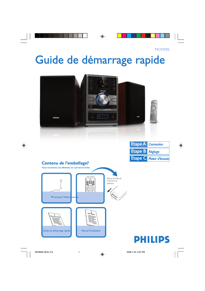 Página 1 del manual Guía de inicio rápido Philips MCM395