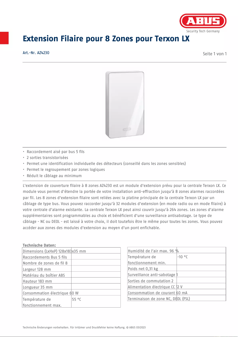 Image de la première page du manuel de l'appareil AZ4230