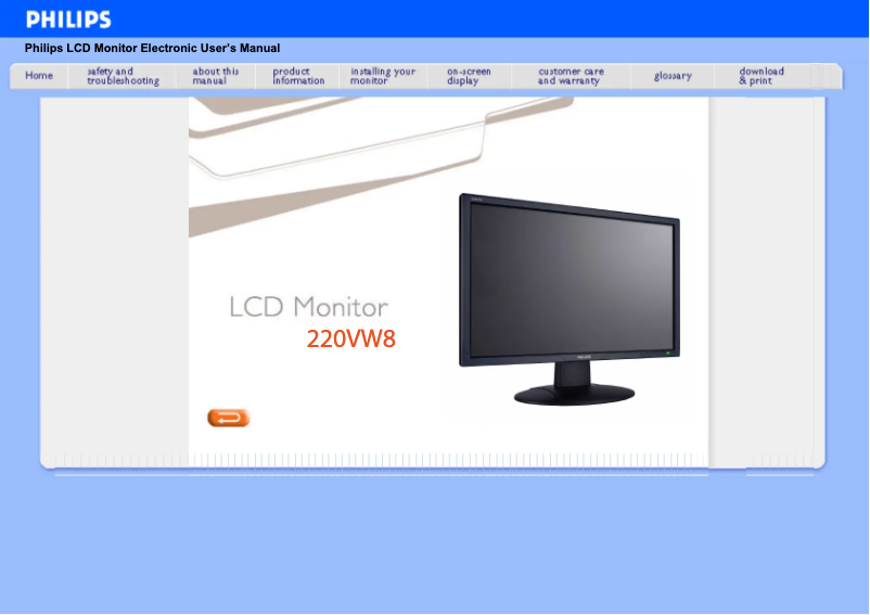 Page n°1 - Manuel utilisateur Philips 220VW8FB
