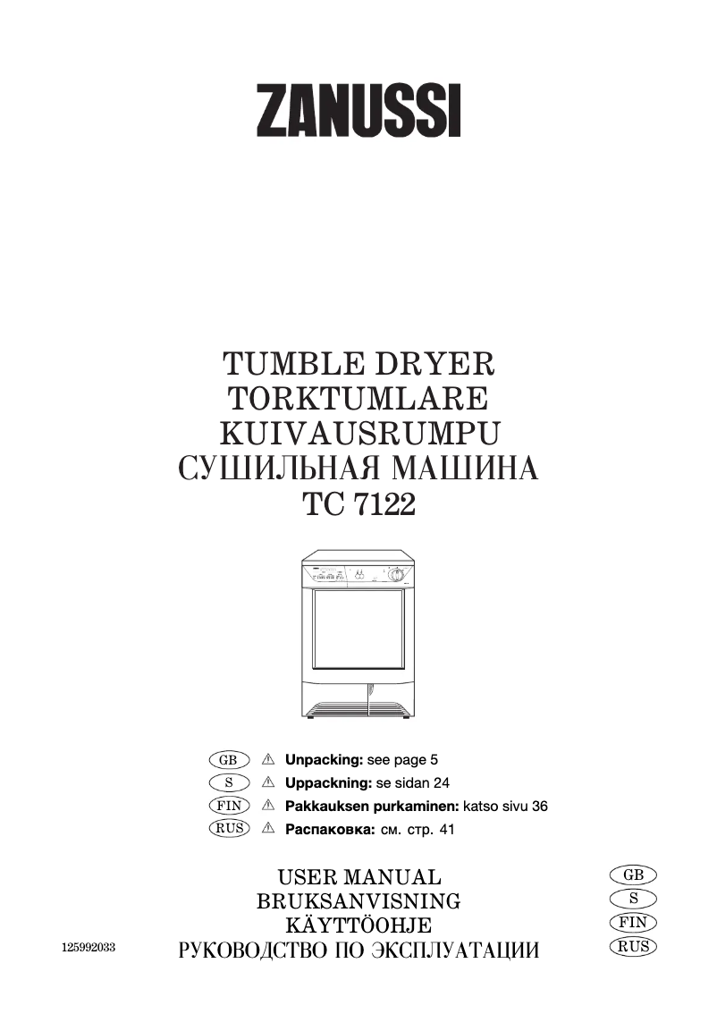 Image de la première page du manuel de l'appareil TC 7122