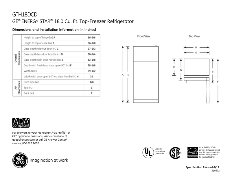 Image de la première page du manuel de l'appareil GTH18DCDBB