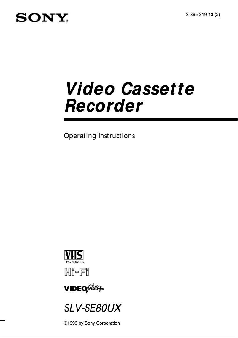 Página 1 del manual Manual de usuario Sony SLV-SE80UX