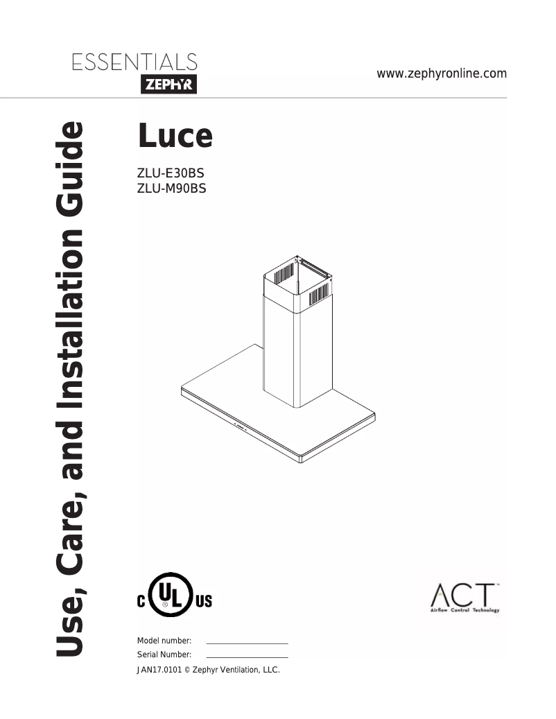 Page n°1 - Manuel d'utilisation et d'entretien Zephyr ZLUE30BS