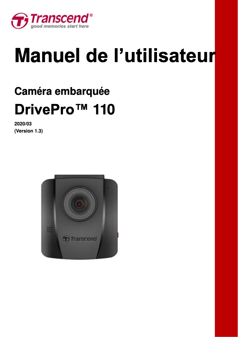 Image de la première page du manuel de l'appareil DrivePro 110