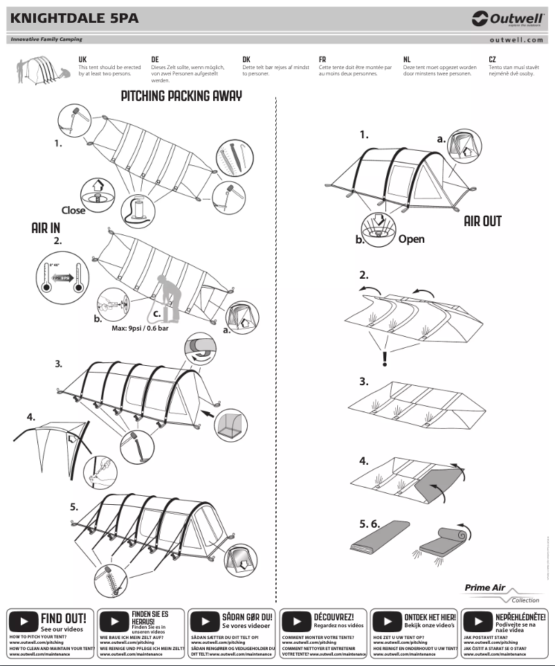 Page 1 de la notice Manuel utilisateur Outwell Knightdale 5PA