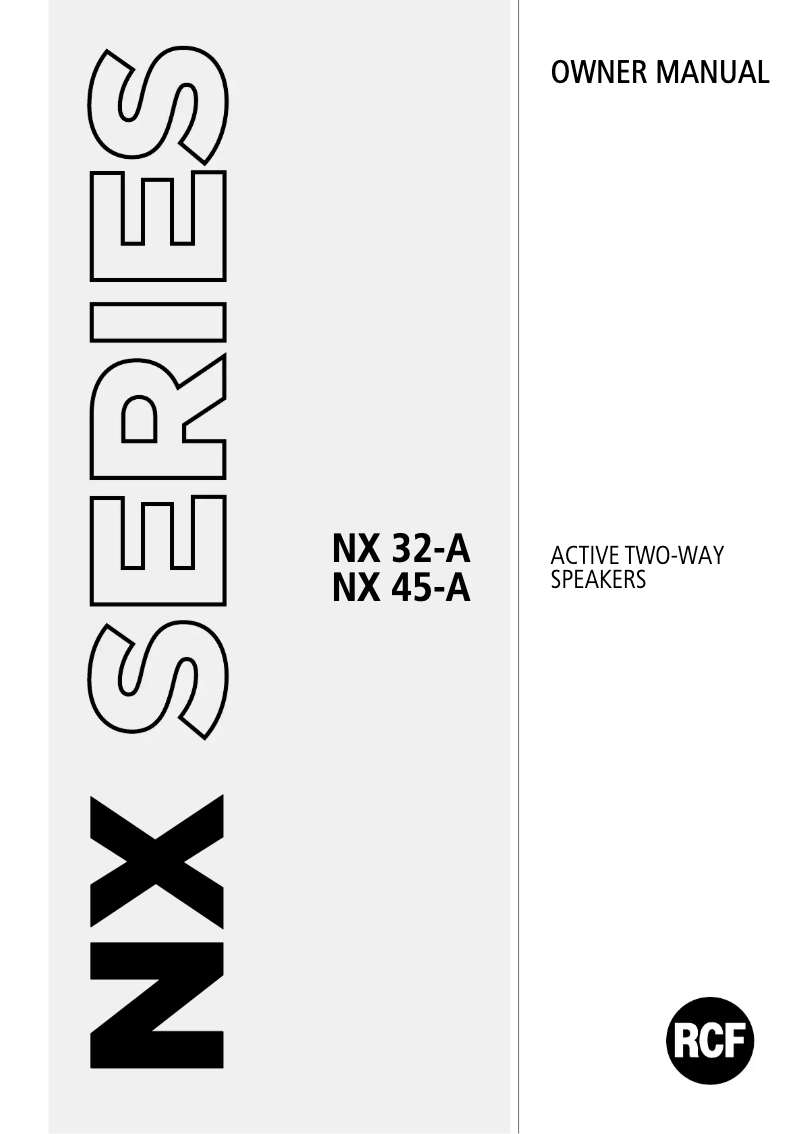 Page 1 de la notice Manuel utilisateur RCF NX 32-A