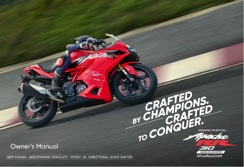 Page 1 of the manual User Manual TVS Apache RR 310 (2024)