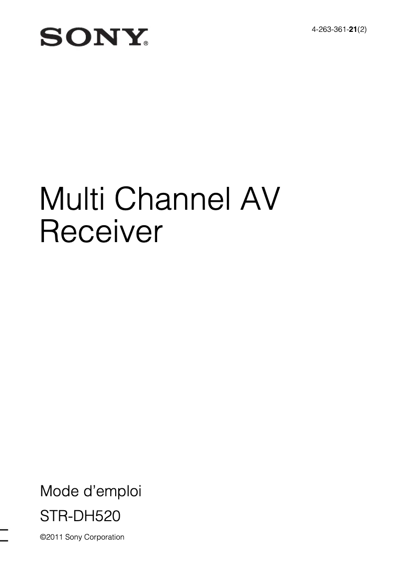 Image de la première page du manuel de l'appareil STR-DH520