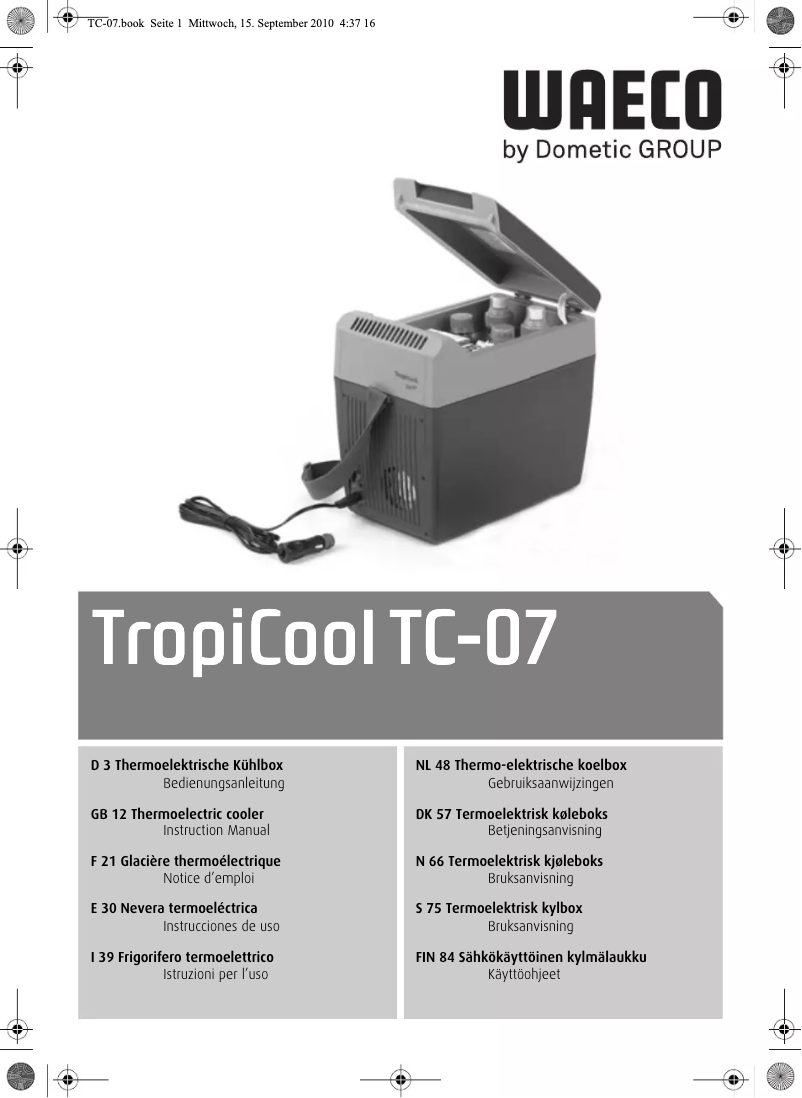 Page 1 de la notice Manuel utilisateur Dometic TropiCool TC 07