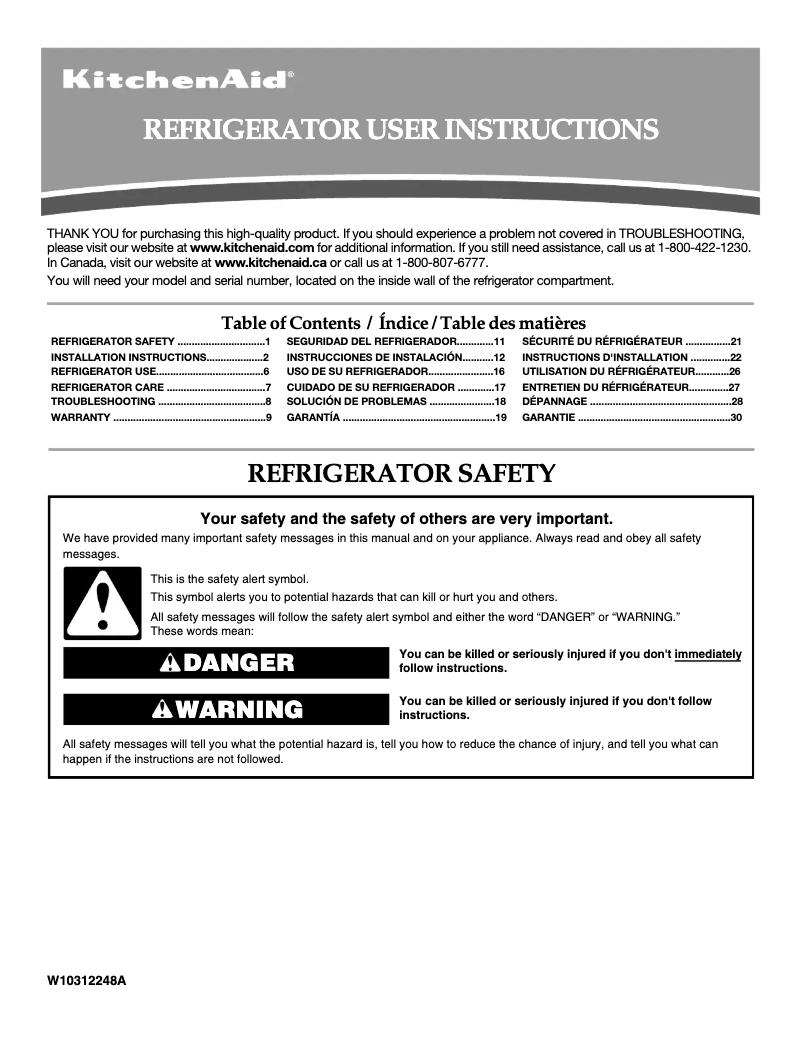 Página 1 del manual Manual de usuario KitchenAid K2TREFFWWH