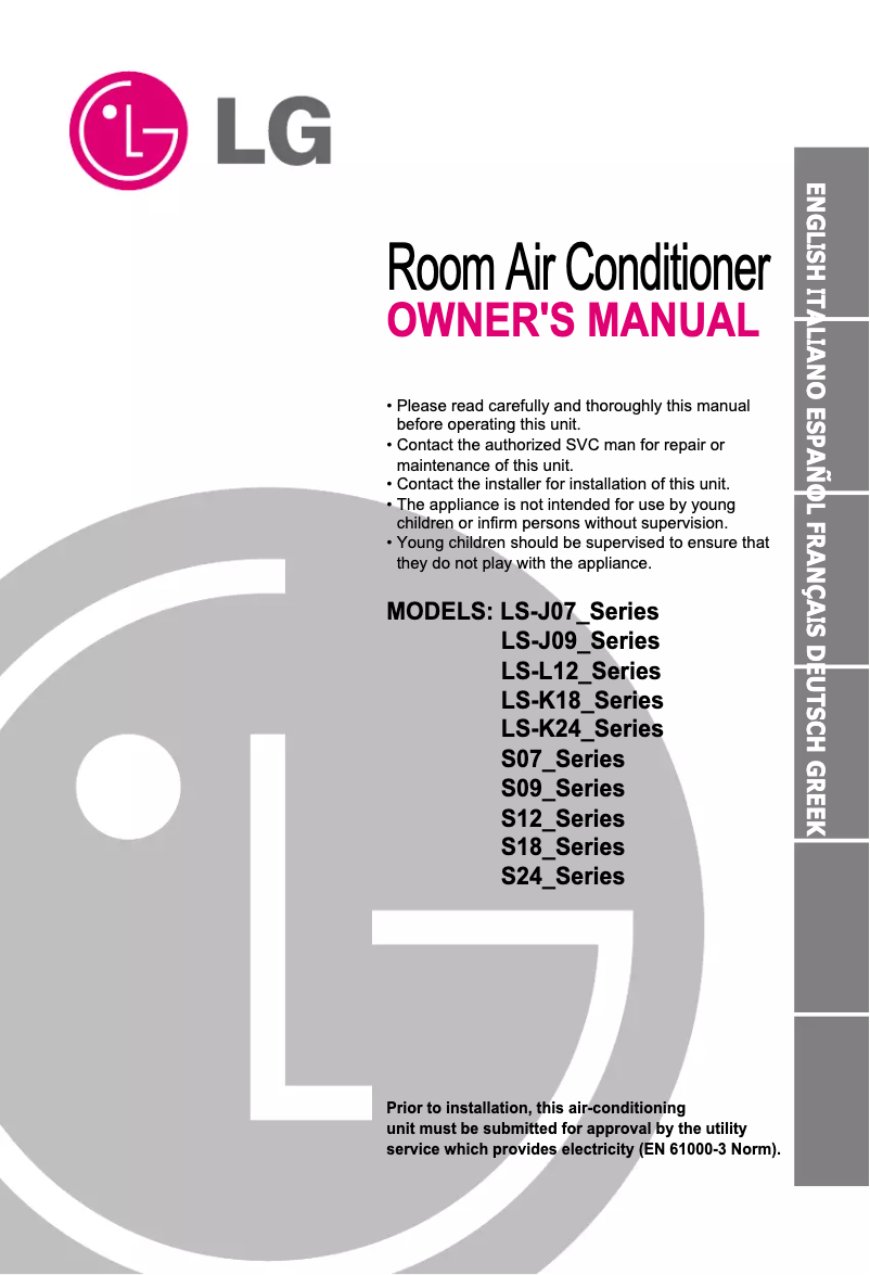 Page n°1 - Manuel utilisateur LG LS-J0761CL