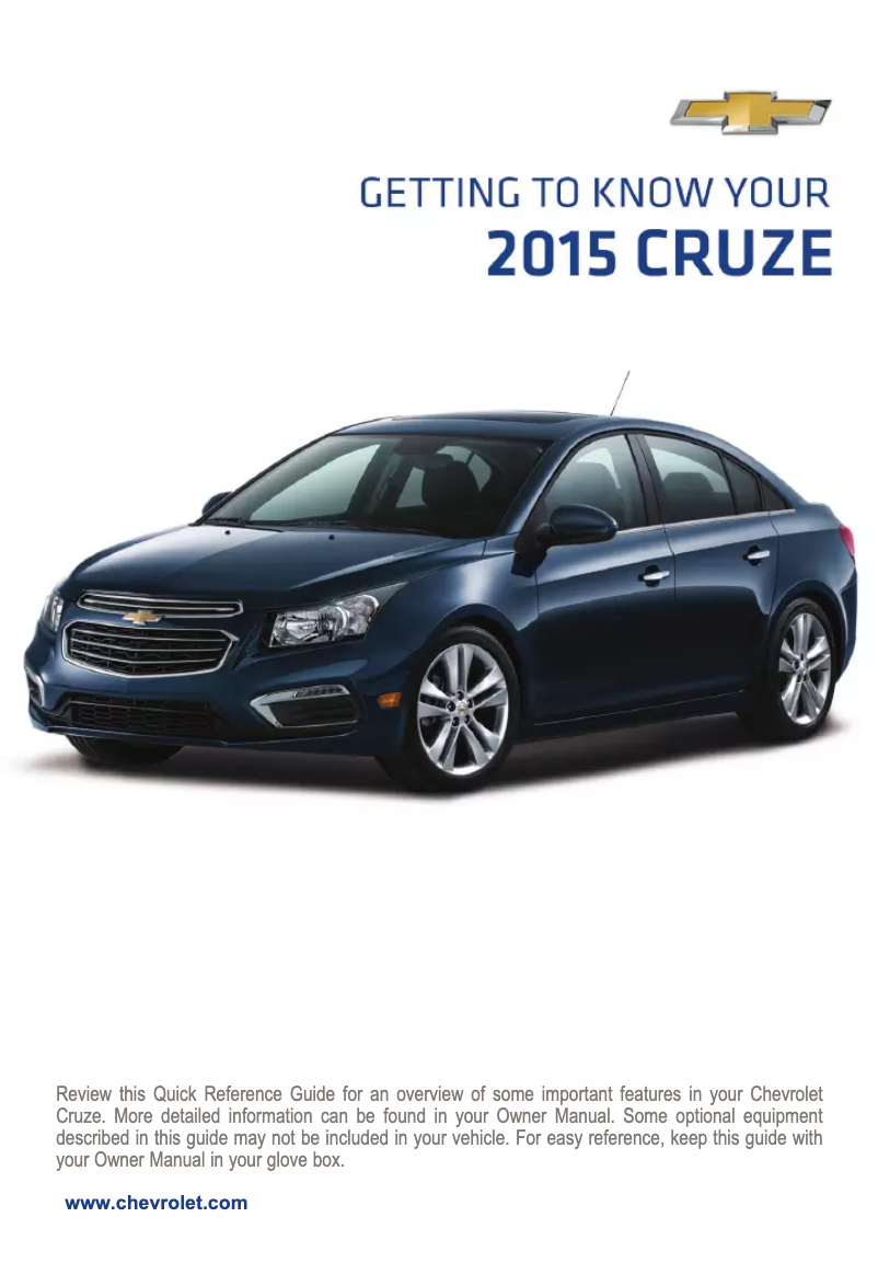 Page 1 de la notice Guide de démarrage rapide Chevrolet Cruze (2015)
