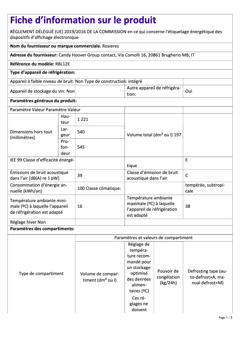 Image de la première page du manuel de l'appareil RBL12E