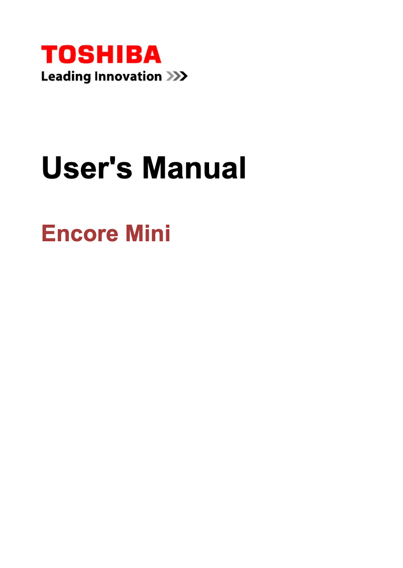 Page n°1 - Manuel utilisateur Toshiba Encore Mini