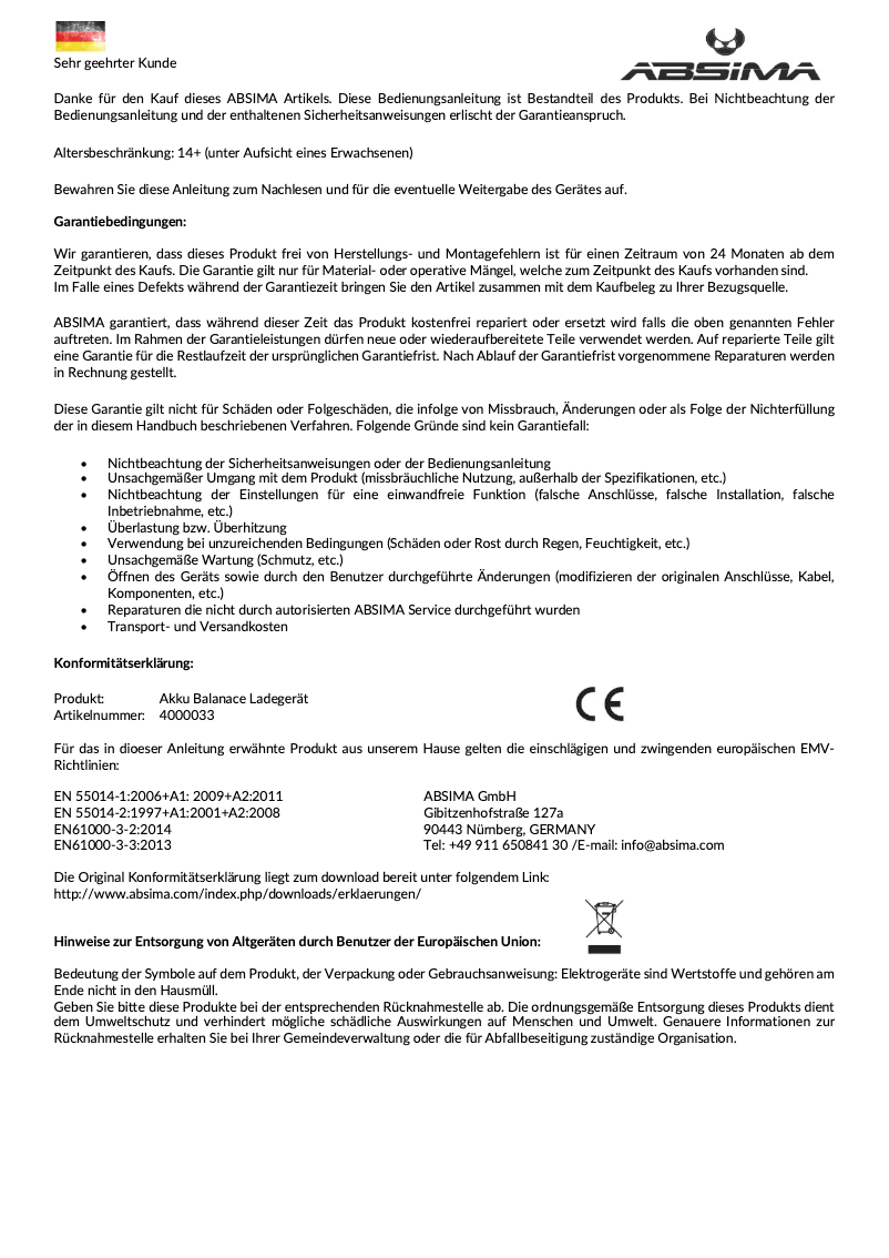 Page 1 de la notice Manuel utilisateur Absima Cube 2.0