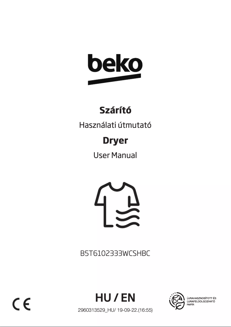 Image de la première page du manuel de l'appareil B5T6102333WCSHBC