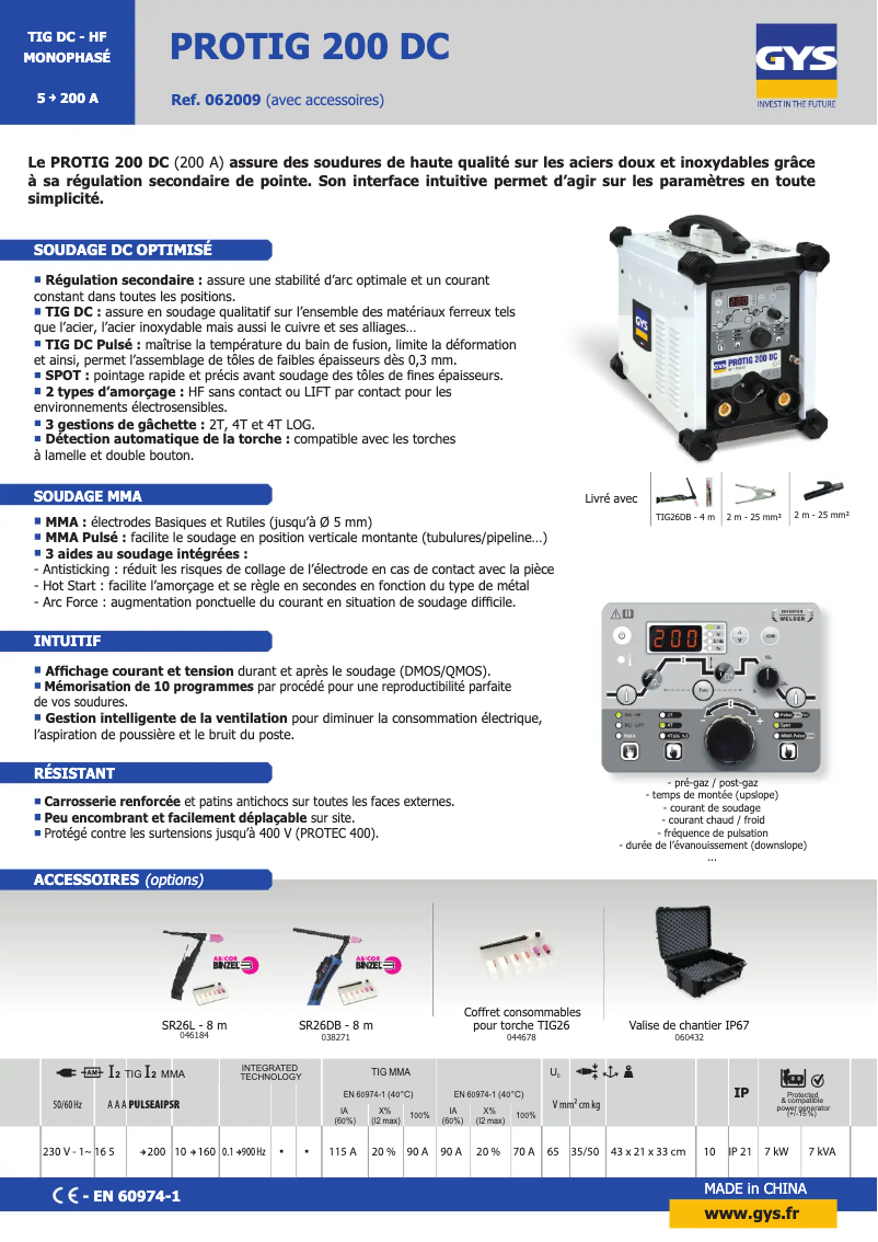Imagen de la primera página del manual del dispositivo Protig 200 DC HF