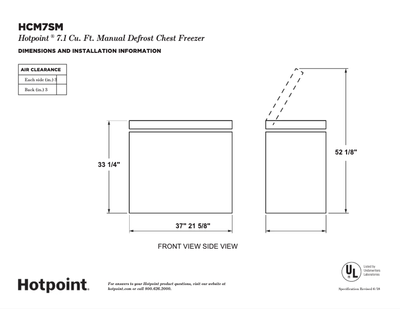 Page n°1 - Fiche technique Hotpoint HCM7SMWW