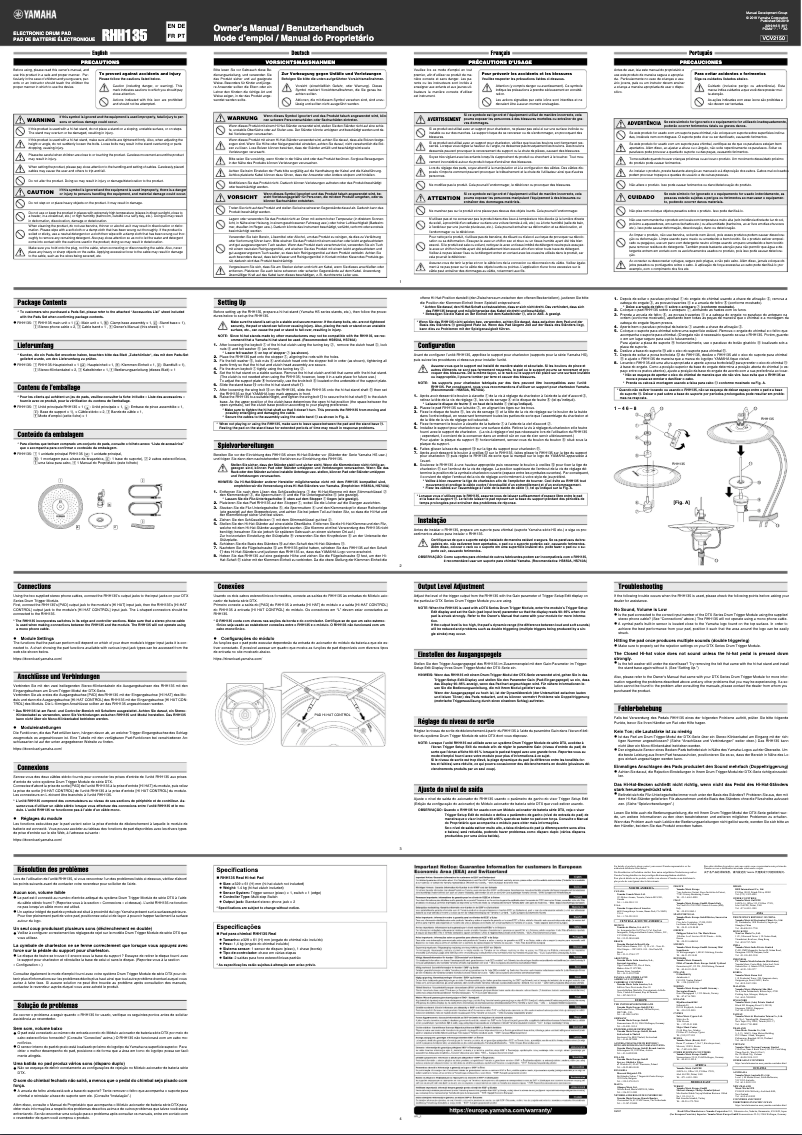 Page n°1 - Manuel utilisateur Yamaha RHH135