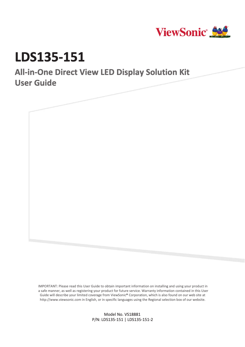 Page n°1 - Manuel utilisateur Viewsonic LDS135-151