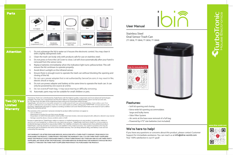 Page 1 de la notice Manuel utilisateur TurboTronic ibin TT-SB48