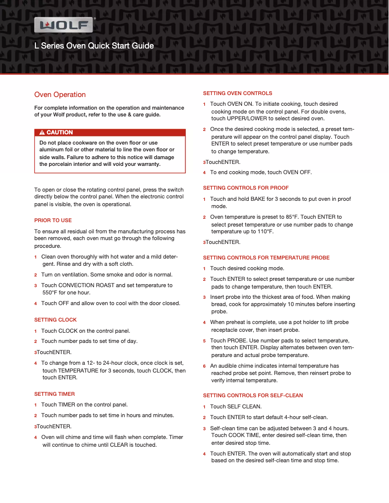 Page 1 de la notice Manuel utilisateur Wolf L Series SO36U/S