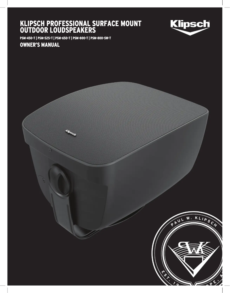 Page 1 de la notice Manuel utilisateur Klipsch PSM-525-T