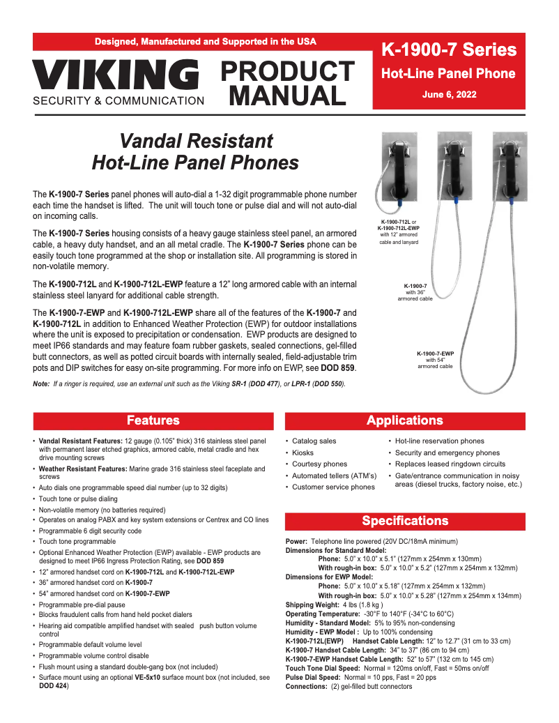Página 1 del manual Manual de usuario Viking K-1900-712L