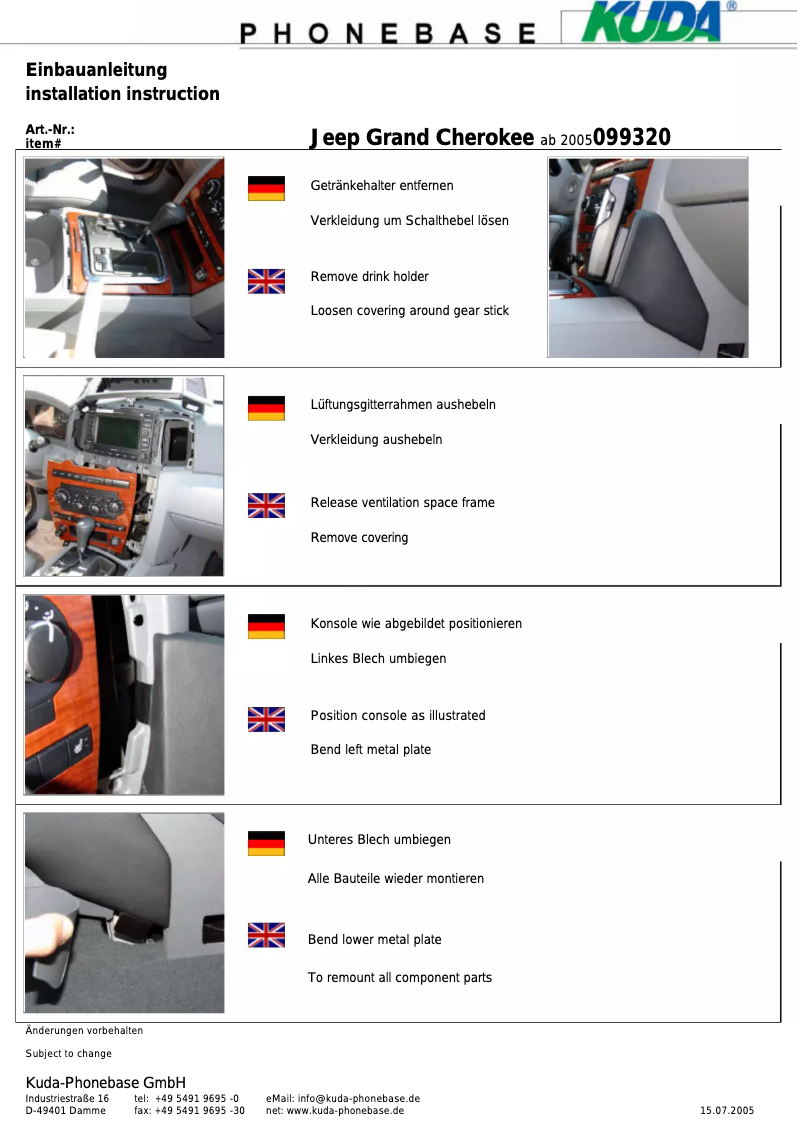 Page 1 de la notice Manuel utilisateur Kuda 099321