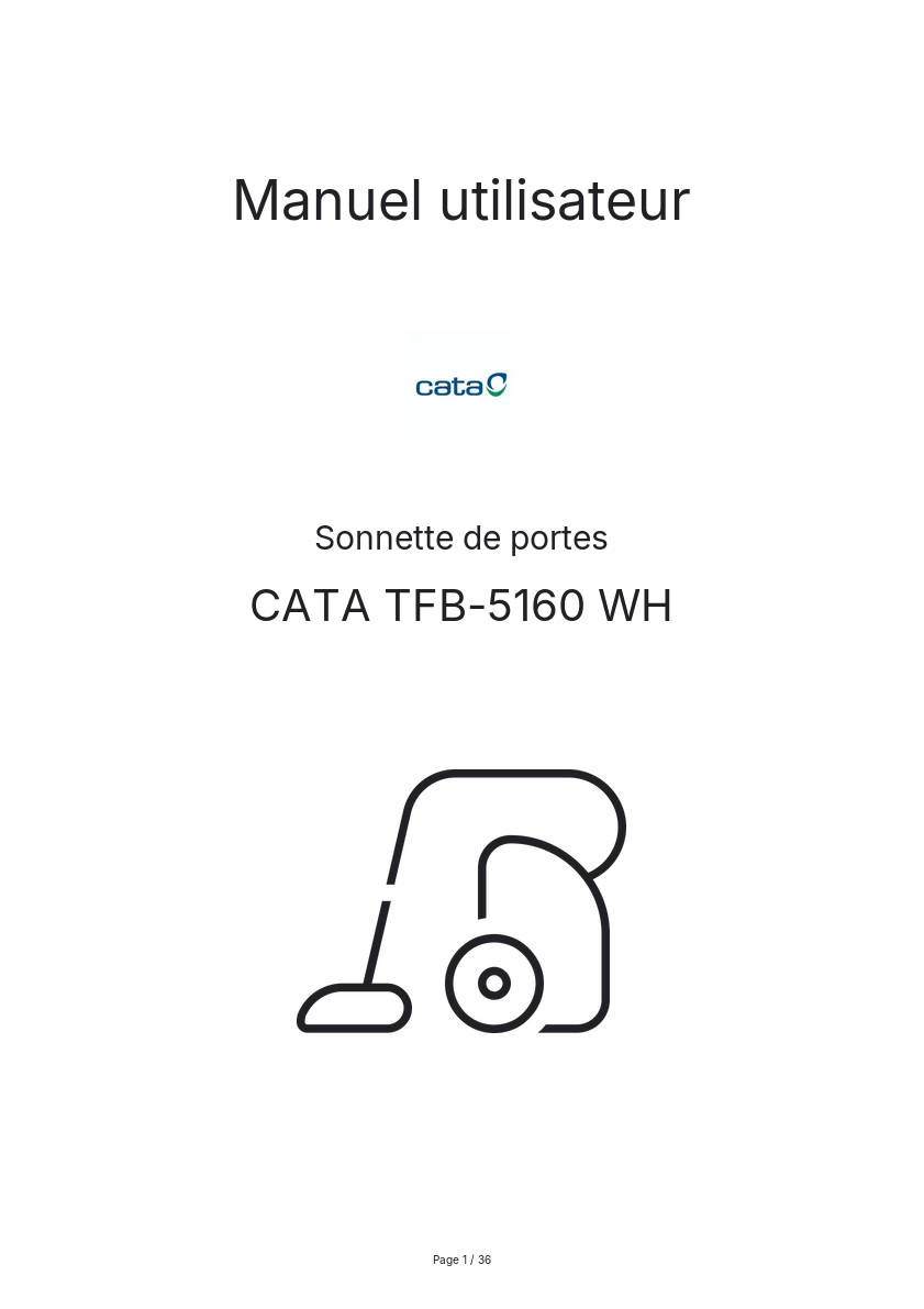 Page n°1 - Manuel utilisateur CATA TFB-5160 WH