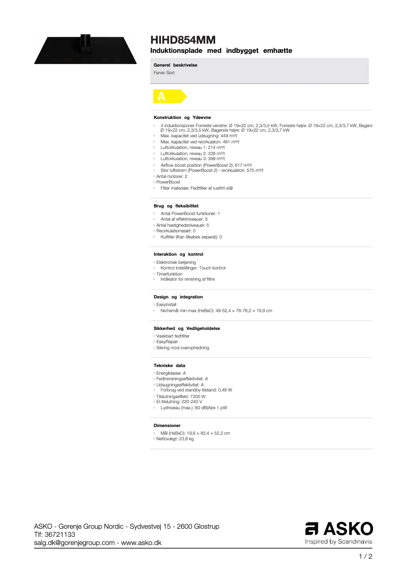 Image de la première page du manuel de l'appareil HIHD854MM