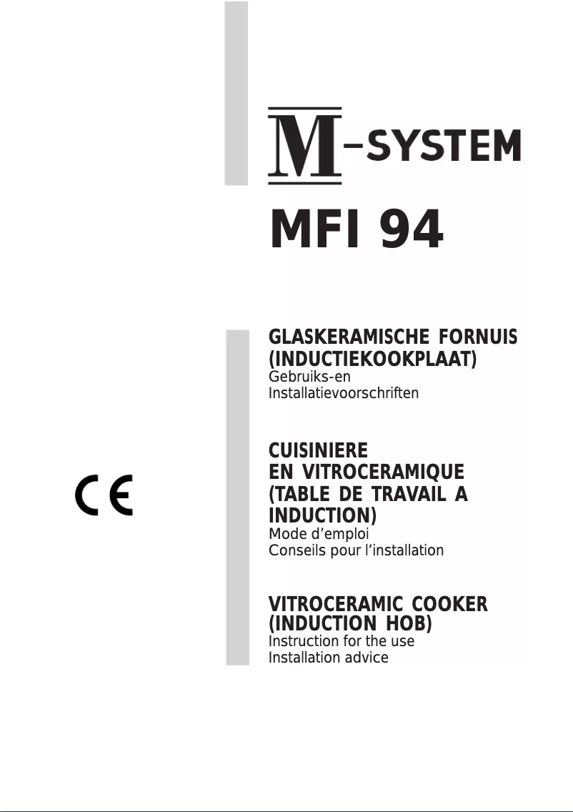 Page n°1 - Manuel utilisateur M-System MFTI-94
