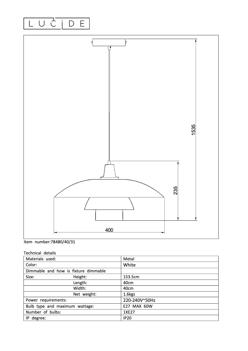Page n°1 - Manuel utilisateur Lucide Gitsy 78480/40/31