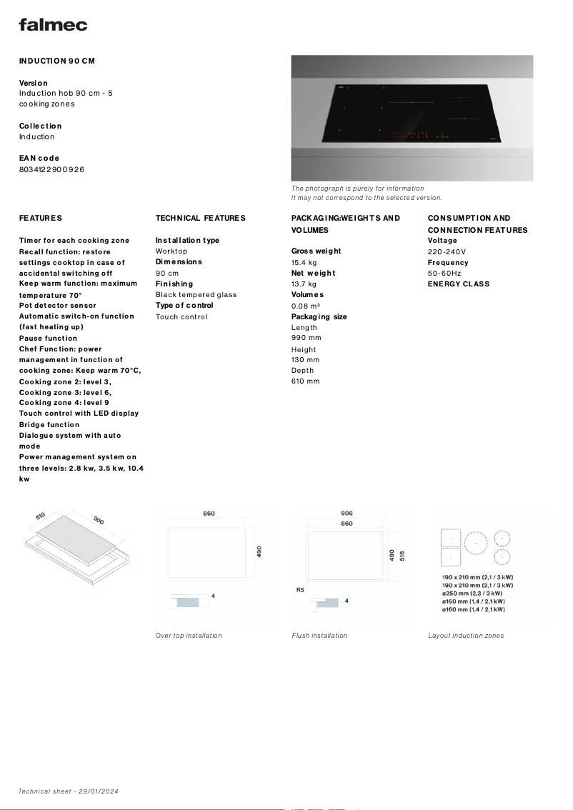 Image de la première page du manuel de l'appareil Induction Hob 90 cm