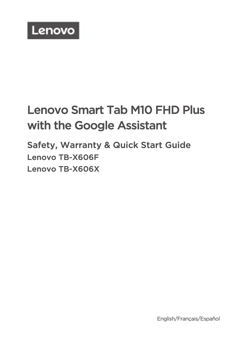 Page n°1 - Manuel utilisateur Lenovo Tab M10 FHD Plus
