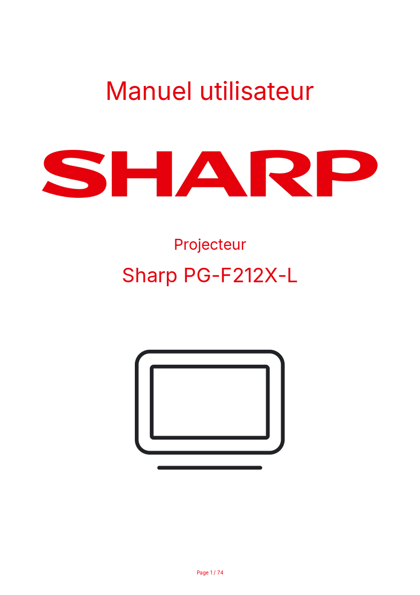 Image de la première page du manuel de l'appareil PG-F212X-L
