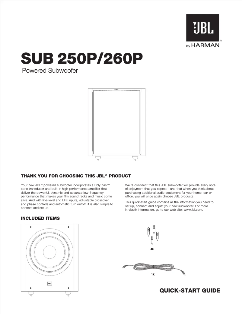 Image de la première page du manuel de l'appareil Studio SUB 250P