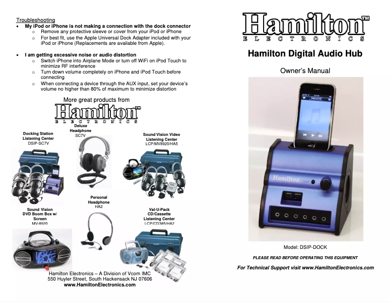 Page n°1 - Manuel utilisateur Hamilton DSIP-DOCK