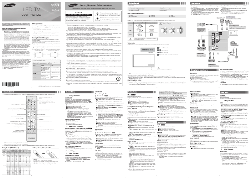 Image de la première page du manuel de l'appareil UN32J4000