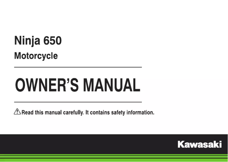 Image de la première page du manuel de l'appareil Ninja 650 ABS KRT Edition (2018)