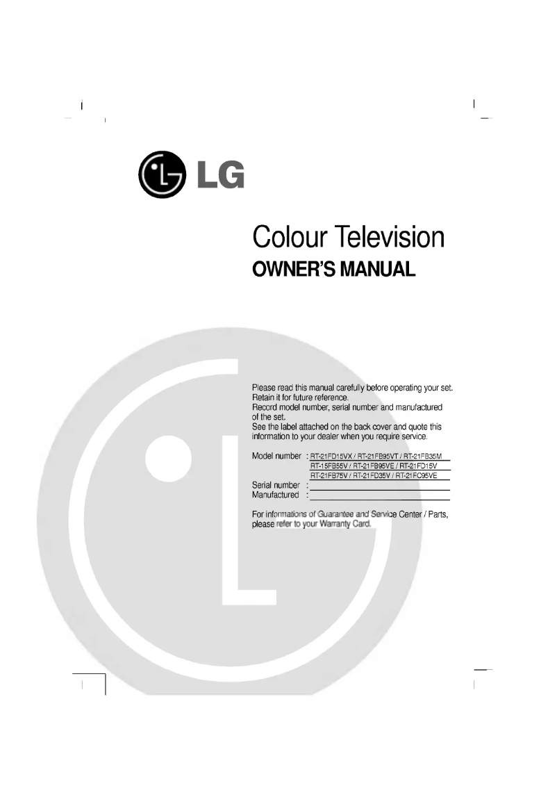 Page 1 de la notice Manuel utilisateur LG RT-15FB55V