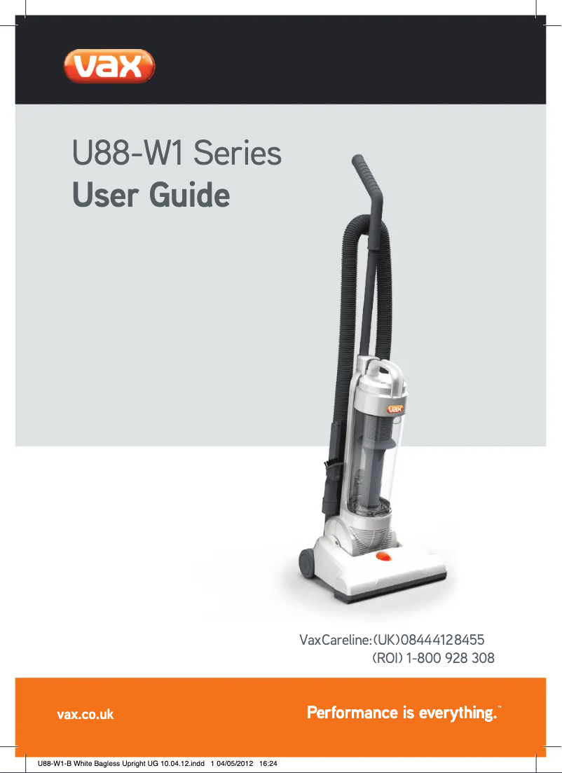 Página 1 del manual Manual de usuario Vax U88-W1-B